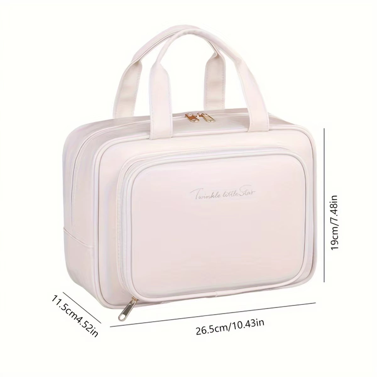 Double-Layer PU Makeup Bag Beauty Makeup Storage Bag with Zipper Close Makeup Brush Bag Business Travel Toiletries Sorting Bag